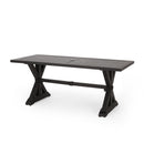 Modern Outdoor Dining Table With X Shaped Legs, Umbrella Hole