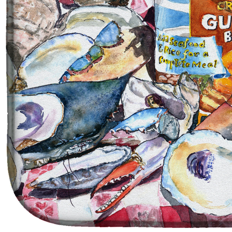 Blue Runner Gumbo Receipe Dish Drying Mat – Absorbent, Artistic Kitchen Essentials 8894DDM