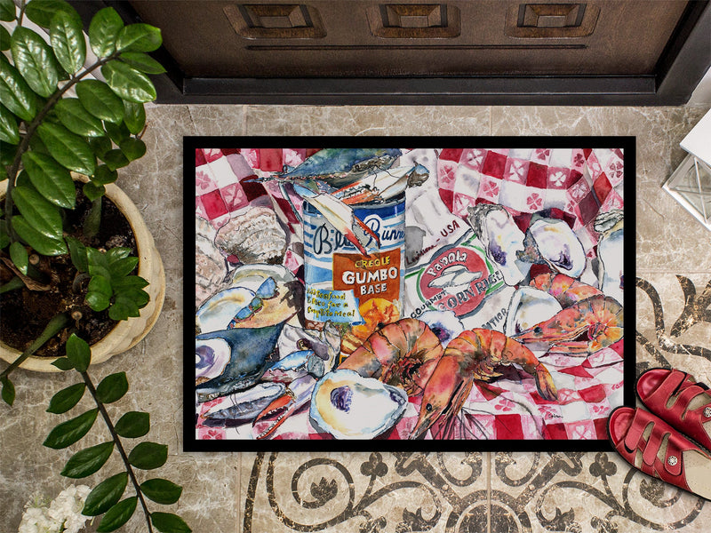 Blue Runner Gumbo Receipe Doormat - 24x36 Decorative Floor Mat – Indoor/Outdoor Rug