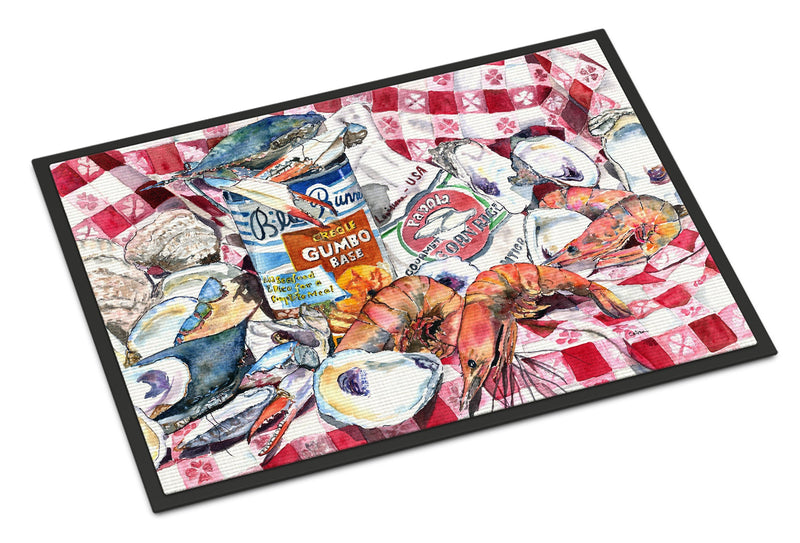 Blue Runner Gumbo Receipe Doormat - 24x36 Decorative Floor Mat – Indoor/Outdoor Rug