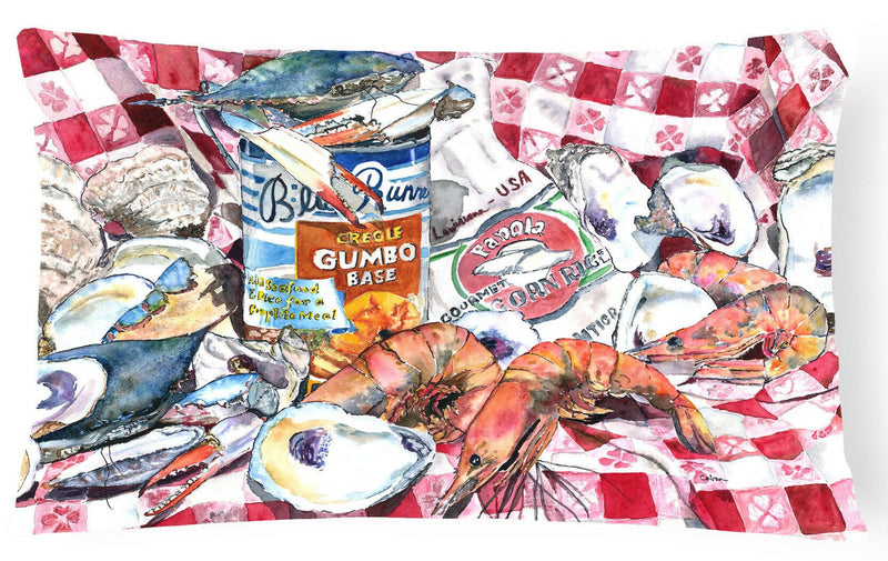 Blue Runner Gumbo Receipe   Canvas Fabric Decorative Pillow