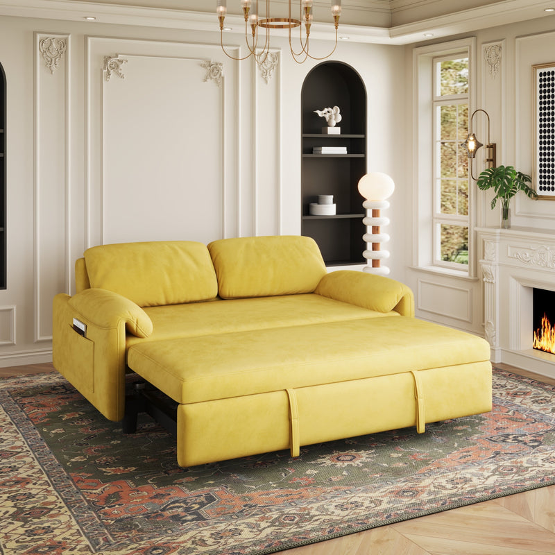 54 "yellow sofa Sofa bed dual purpose living room retractable bed velvet
