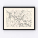 Vintage Map of New Britain, CT Business Section 1946