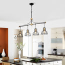 Dining Room Light Fixture / Chandelier Table, 40 -" Hanging For Farmhouse Linear Chandeliers, 5 Light Kitchen Island Lighting Ceiling Chandelier, With Metal Lampshade - Gold / Matte Black by HouseOfZazla