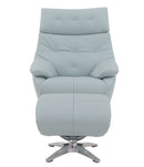 Janella - Top Grain Leather Accent Chair With Swivel & Ottoman - Baby Blue by HouseOfZazla