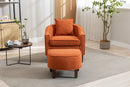 Accent Chair with Ottoman, Mid Century Modern Barrel Chair Upholstered Club Tub Round Arms Chair for Living Room