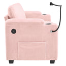 Sleeper Sofa Loveseat Sofa With Full Size Mattress, 2 USB Ports, 2 Cup Holders, 2 Side Pockets And Phone Holder by HouseOfZazla