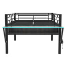 Gaming - Full Size Loft Bed With Desk, LED - Black
