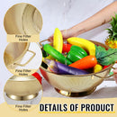 4-Piece Golden Stainless Steel Colander and Mesh Strainer Set