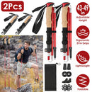 2Pcs Walking Sticks Collapsible Hiking Poles Folding Aluminum Trekking Poles Adjustable Hiking Sticks with EVA Foam Grips for Backpacking Hiking Mount