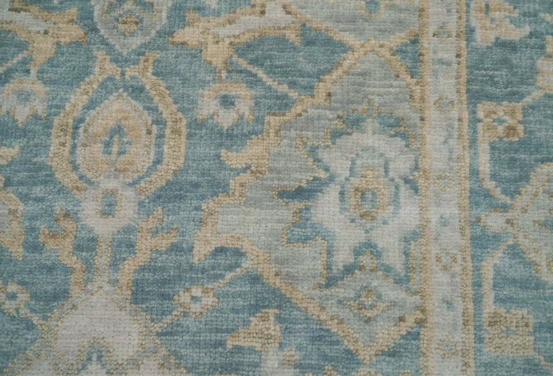 9x12 Aqua Hand Knotted Traditional Turkish Oushak 100% Wool Oriental Area Rug