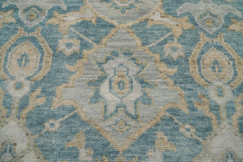 9x12 Aqua Hand Knotted Traditional Turkish Oushak 100% Wool Oriental Area Rug