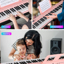 88 Key Foldable Electric Keyboard Piano with Wireless MIDI and Dual Speakers-Pink