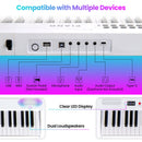 88 Key Foldable Electric Keyboard Piano with Wireless MIDI and Dual Speakers-White