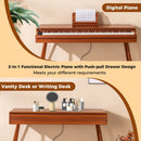 88-Key Graded Hammer Action Weighted Keyboard with Push-pull Drawer-Brown by LJGDeals