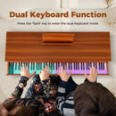 88-Key Graded Hammer Action Weighted Keyboard with Push-pull Drawer-Brown by LJGDeals