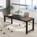 Executive Office Desk, Large Computer Workstation With Thick Frame - Brown / Black by HouseOfZazla