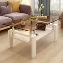 Modern Rectangular Coffee Table With Tempered Transparent Glass Top And Storage Shelf by HouseOfZazla