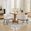 Mid Century Modern Upholstered Barrel Dining Chair with Arms