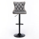 Swivel Barstools Adjusatble Seat Height, Modern Upholstered Bar Stools With Backs Comfortable Tufted For Home Pub And Kitchen Island (Set of 2)