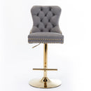 Thick Swivel Barstools Adjusatble Seat Height From 25-33", Modern Upholstered Bar Stools With Backs Comfortable Tufted For Home Pub And Kitchen Island (Set of 2)