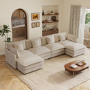 Oversized U Shape Sofa with 2 Ottomans in Light Coffee