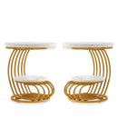 Round Vintage End Table With 2 Tier Storage by HouseOfZazla