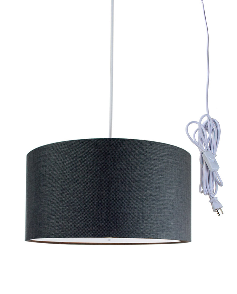 16"W 2 Light Swag Plug-In Pendant  Granite Gray with Diffuser White Cord