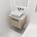 24" Modern Design Float Bathroom Vanity With Ceramic Basin Set, Wall Mounted White Oak Vanity With Soft Close Door, KD-PackingD-Packing Pieces