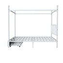 Queen Size Canopy Platform Bed With Upholstered Headboard And 2 Storage Drawers - White by HouseOfZazla
