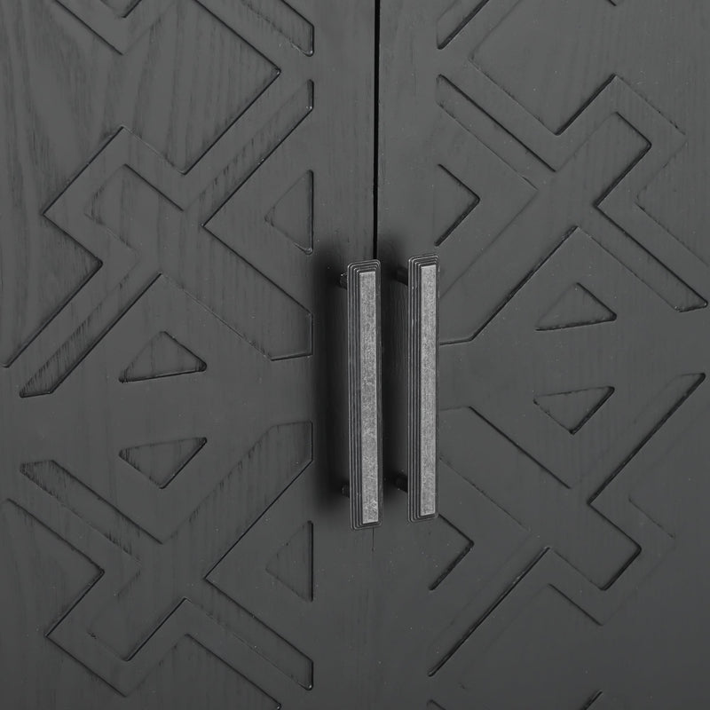 Accent Storage Cabinet Sideboard Wooden Cabinet with Antique Pattern Doors for Hallway, Entryway, Living Room, Bedroom