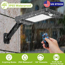 Solar Wall Light Outdoor 60LEDs PIR Motion Sensor Remote Control Wireless Lamps IP65 Waterproof Lighting for Garage Front Door Garden Pathway