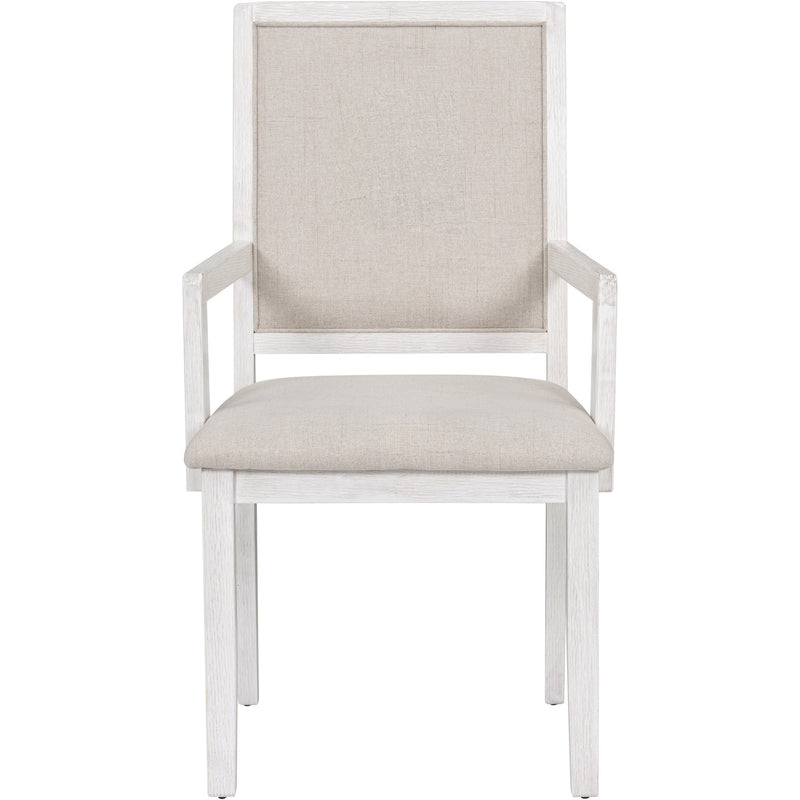 5-Piece Dining Table Set, Two-Size Round To Oval Extendable Butterfly Leaf Wood Dining Table and 4 Upholstered Dining Chairs with Armrests (Brown+White)