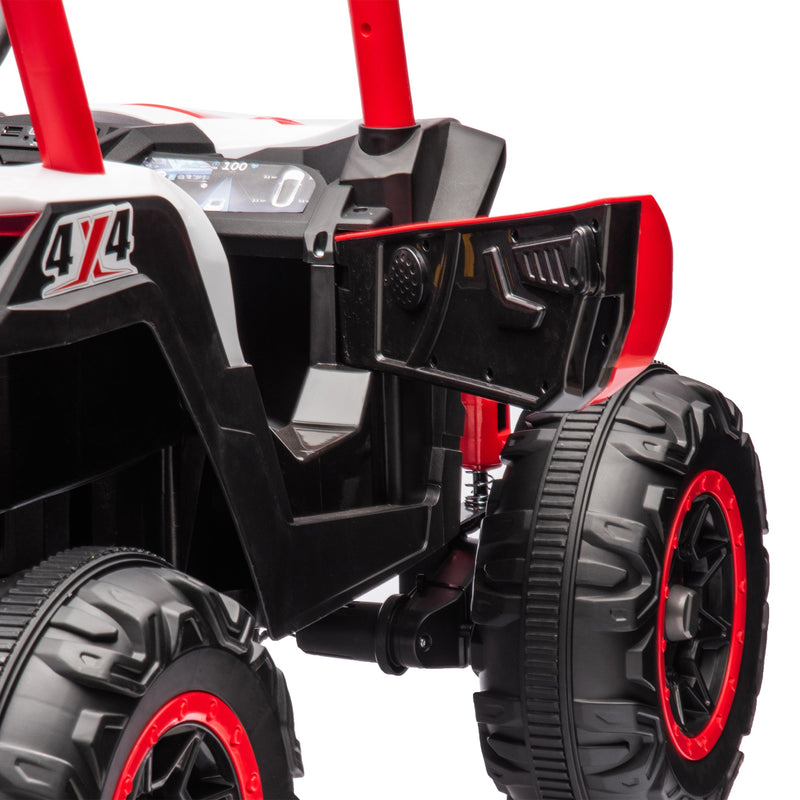 24V Ride On XXL UTV car for kid,2seater with two safety belts, Side by Side 4x4 Ride on Off-Road Truck with Parent Remote Control, Battery Powered Electric Car w/High Low Speed, two safety belts.