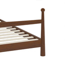 Mid-Century Modern King Size Solid Pine Wood Platform Bed with Upholstered Headboard in Boucle, No Box Spring Needed, Brown