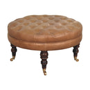 Buffalo - Round Ottoman With Castor Legs - Brown by Unique Piece Furniture