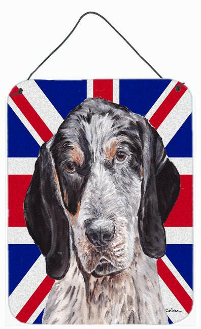 Blue Tick Coonhound with English Union Jack British Flag Wall or Door Hanging Prints SC9890DS1216