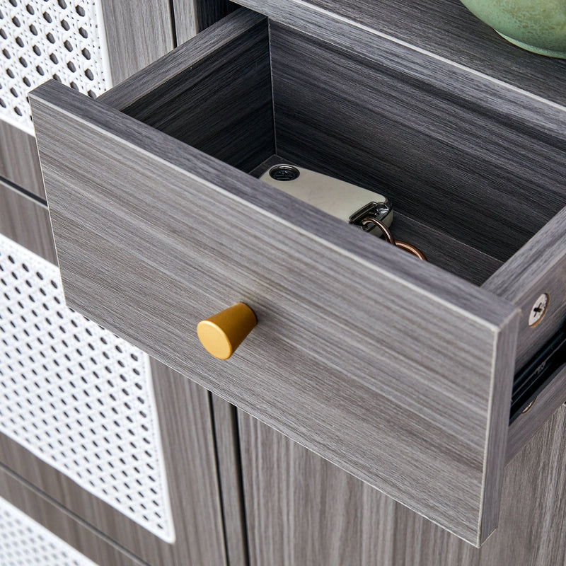 Walker Edison | Rattan Modern Minimalist Entryway Storage Cabinet