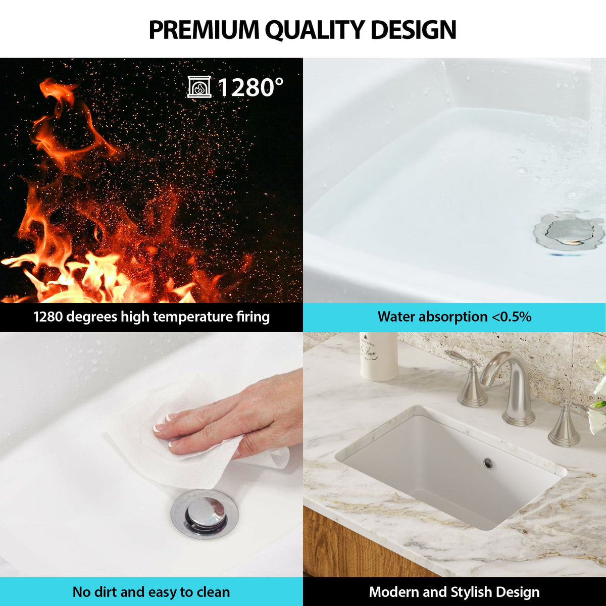 Modern Rectangular Undermount Bathroom Sink With Overflow Ceramic, photo 7 of 20