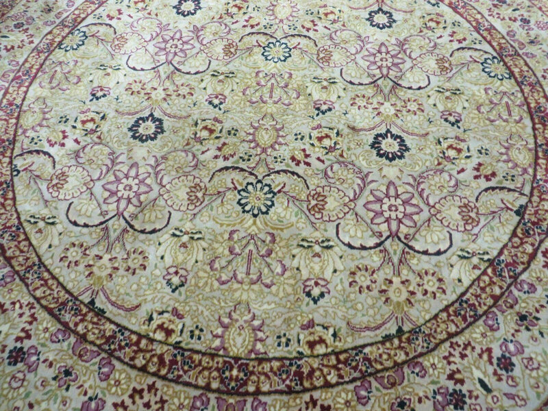 6' Handmade Fine Indian Wool Rug Carpet Round Silk Accent Beauty