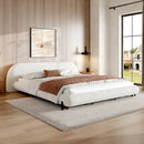 King Size Bed Frame with Boucle Fabric and Thick Headboard by HouseOfZazla