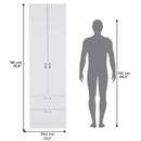 Armoire Wardrobe 76" H, Hanging Rod, 2 Drawers, 1 Shelf