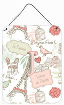 Letter J Love in Paris Pink Wall or Door Hanging Prints CJ2002-JDS1216