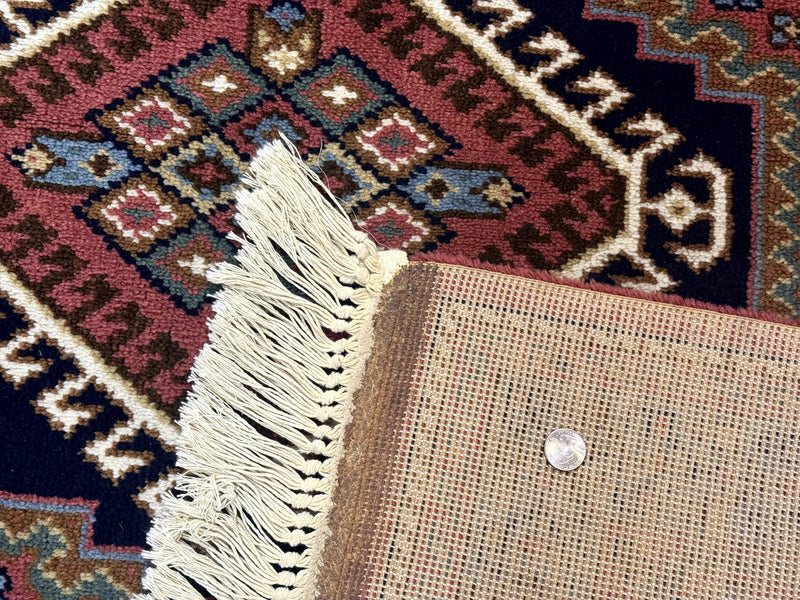 5x7 Persian Tribal Design Rug, Wool, Geometric Medallions, Vintage, Power Loomed