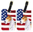 USA American Flag with Fox Terrier Luggage Tag