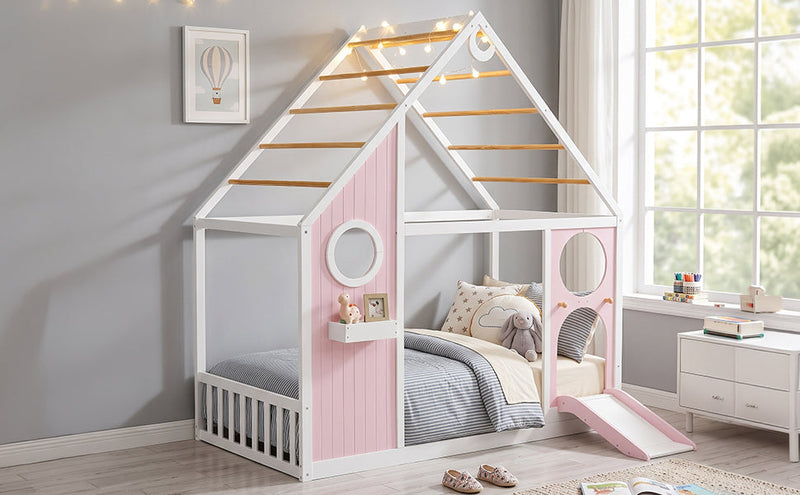 Twin House Bed with Slide, Ball Light Strip, photo 2 of 10