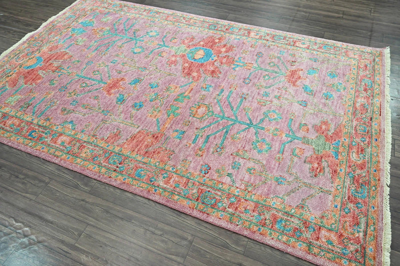 5x7 Pink LoomBloom Hand Knotted Arts & Crafts Oushak 100% Wool Oriental Area Rug