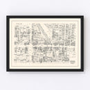 Vintage Map of Pittsfield, MA Business Section 1946