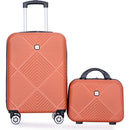 2Piece Luggage Sets ABS Lightweight Suitcase, Spinner Wheels, (20/14) DARK ORANGE