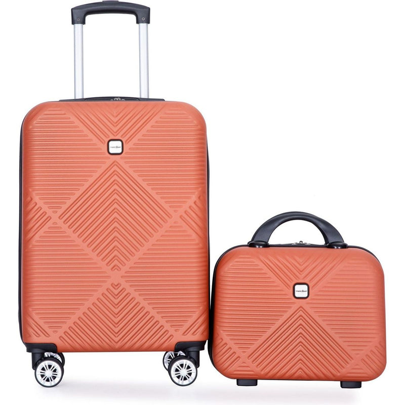 2Piece Luggage Sets ABS Lightweight Suitcase, Spinner Wheels, (20/14) DARK ORANGE